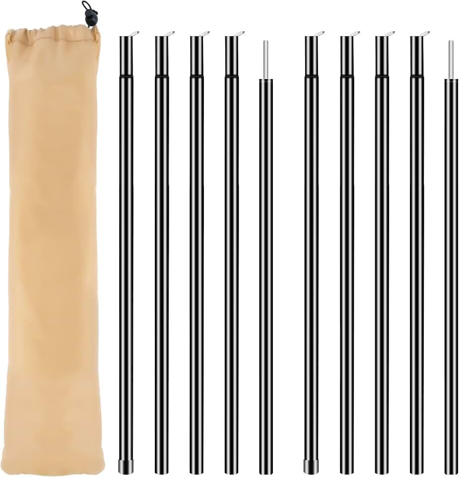 Zeltstange Teleskopstange 2er Set, Zeltstangen Teleskop, Verstellbare Tarpstangen, Camping Stangen Zeltstangen für Tarp, Zelt, Sonnensegel Campingplanen von 50cm-200cm