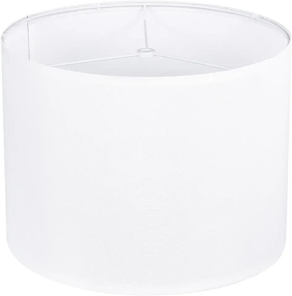 White Lamp Shade for Table Lamps, Large Drum Lampshade 13" Top x 13" Bottom x 10" High, Replacement Lamp Shade Natural Linen Hand Crafted for Table Lamp Floor Lamps, Easy Assembly Required