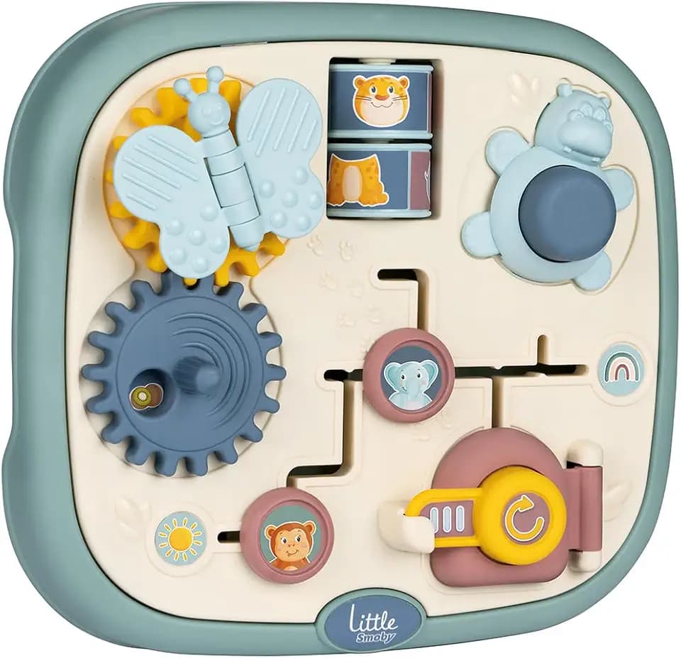Smoby Little Activity Board ab 1 Jahr (23,5x25 cm) - Lern- & Motorik-Spielzeug mit 5 Aktivitäten in niedlicher Tier-Gestaltung für Babys und Kinder ab 12 Monate