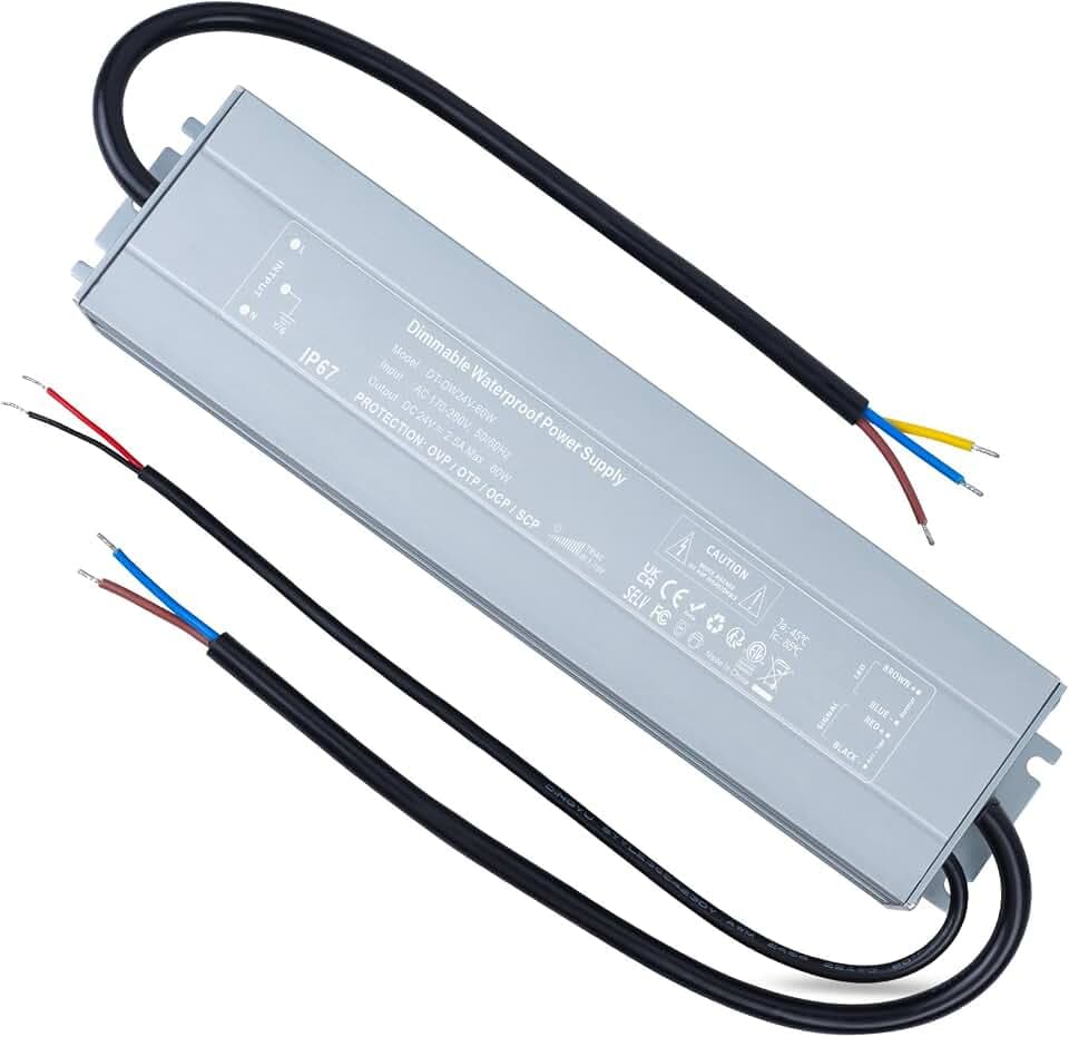 REYLAX LED Trafo 24V Dimmbar Wasserdicht 60W 2.5A Treiber Transformator