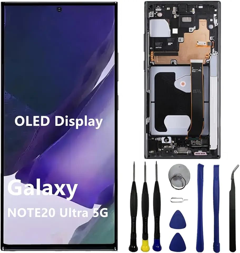 OLED for Samsung Galaxy NOTE20 Ultra SM-N985F Screen Replacement NOTE20Ultra 5G SM-N986U SM-N986U1 SM-N986W LCD Display Touch Screen Digitizer Support Fingerprint and S-Pen (with Black Frame+Tools)