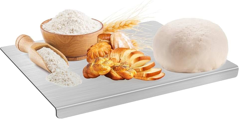 Edelstahl Schneidebrett für Arbeitsplatte 40 x 30cm Küche Schneidbrettchen Groß Titan Schneidebrett Auch als Nudelbrett, Backbrett, Teigbrett, Titanium Schneidebrett für Fleisch, Obst, Gemüse