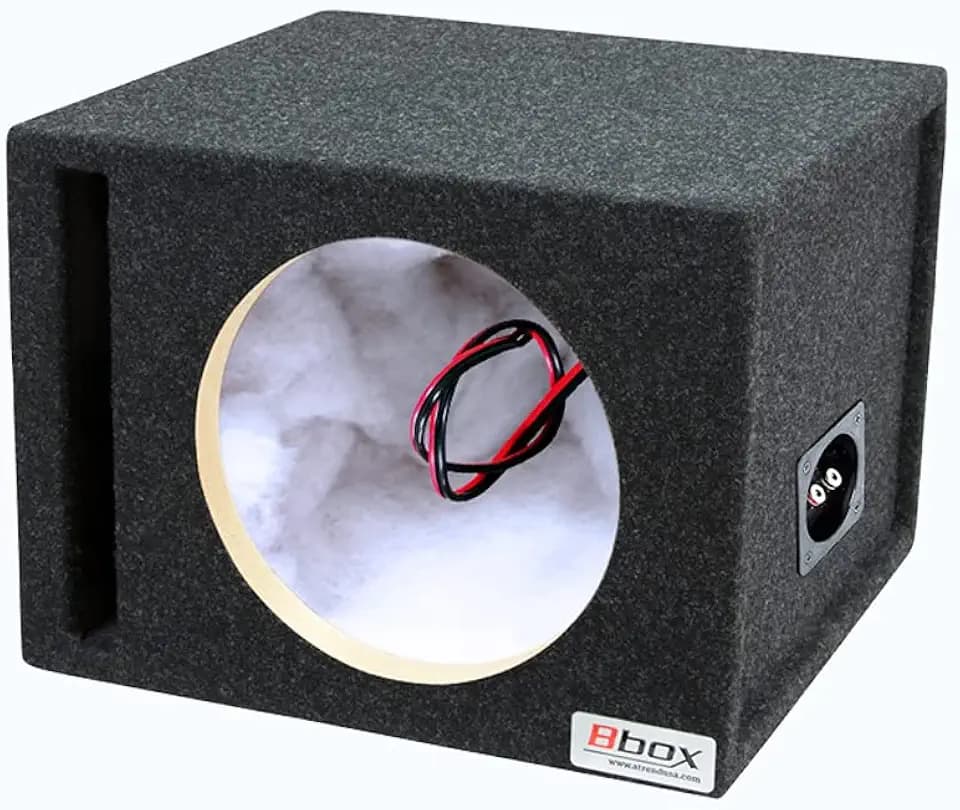 Atrend Bbox Car Pro Audio Speaker Enclosures 10” Single Vented Subwoofer/Speaker Enclosure High Grade MDF – Nickel Finish Speaker Terminals 18 Gauge Audio Cables - Improves Audio Quality, Sound & Bass