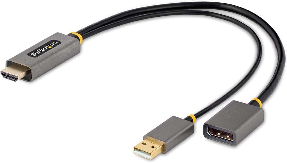 StarTech 30cm Aktives HDMI 2.0 auf DP 1.2 Kabel, 4K 60Hz, HDR, USB