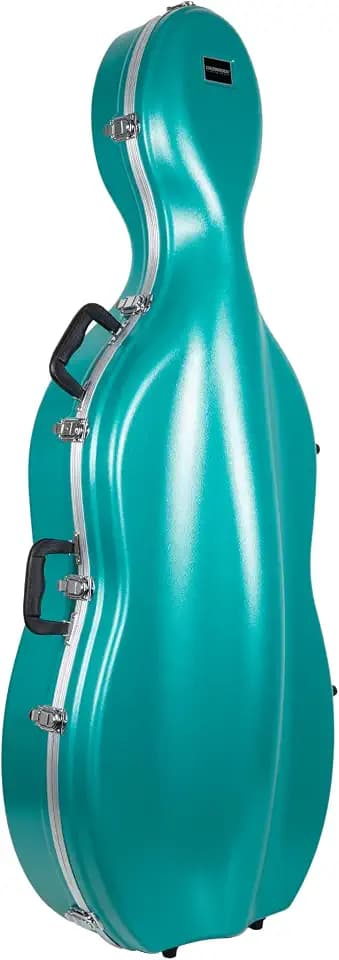 Crossrock ABS Cello Case for 4/4 & 3/4 Size | Mint Blue Matte Finish, Wine Red Velvet Interior, Molded Hardshell with Wheels, Lock, Dual Bow Holders & Backpack Straps​