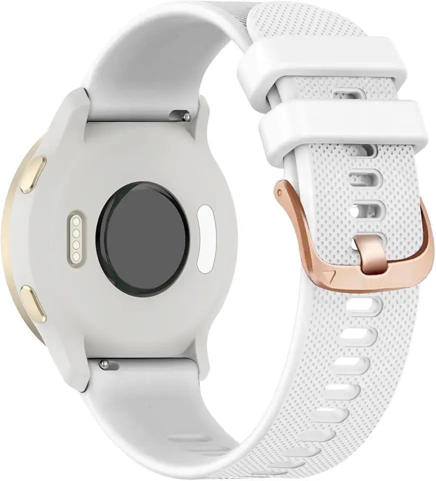 Armband Kompatibel mit Garmin Vivoactive 4S /Venu 3S/Venu 4 41mm/Venu 2S/ Vivomove 3S, 18mm Weiches Silikon Rose Gold Verschluss Sport Ersatzband für Garmin Forerunner 255s/265S Herren Damen