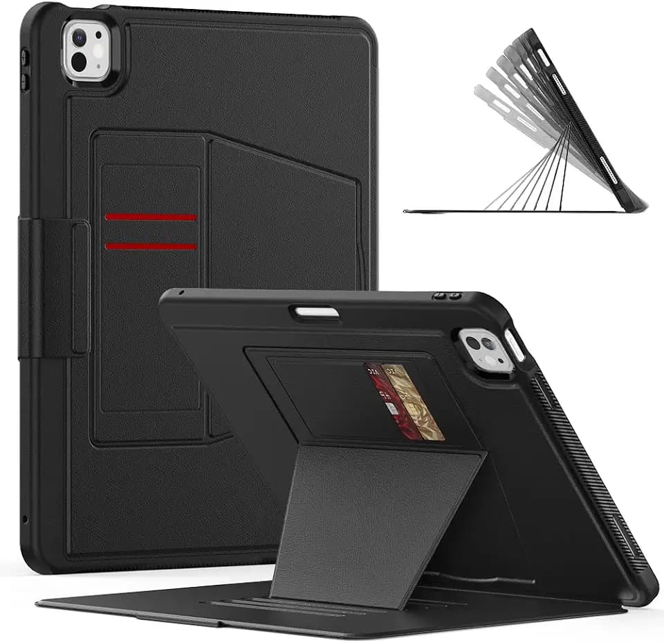 BLOSOMEET Kitchen Magnetic Case for iPad Pro 13 Inch M5 2025 / M4 2024, Fridge Mount Cover with Oil & Splash Resistant Multi-Angle Stand, Easy-Clean Surface, Strong Magnetic Hold, Black