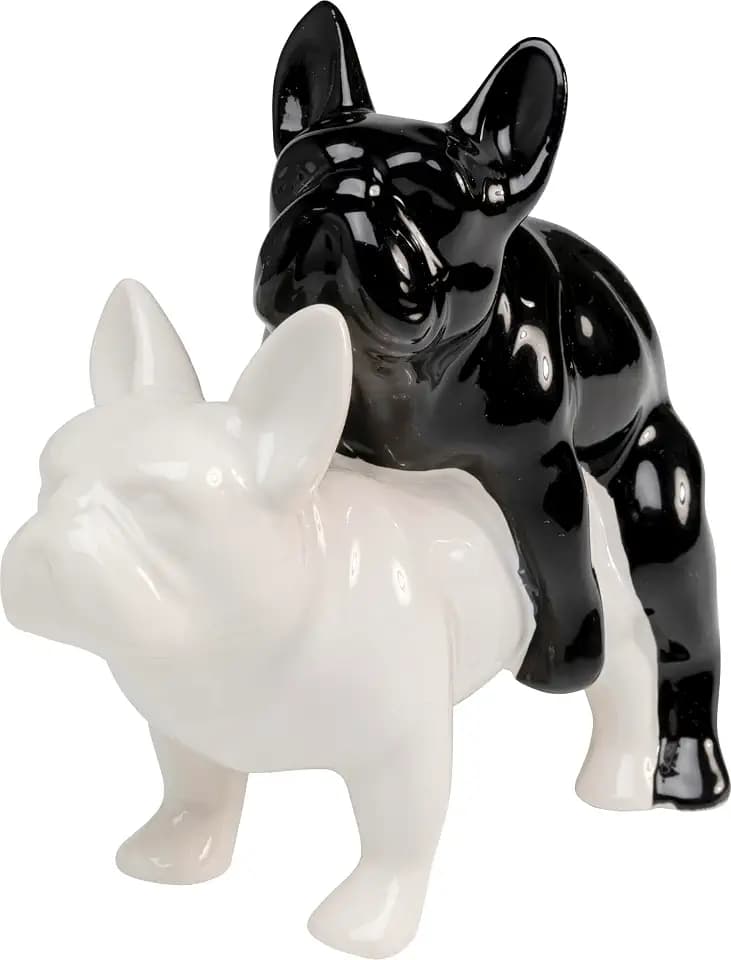 Kare Design Deko Figur Love Dogs, Schwarz/Weiß, 17x11x20 cm, Deko Objekt, Wohnaccessoire, Dekoration, Hunde Motiv, Wohnzimmer