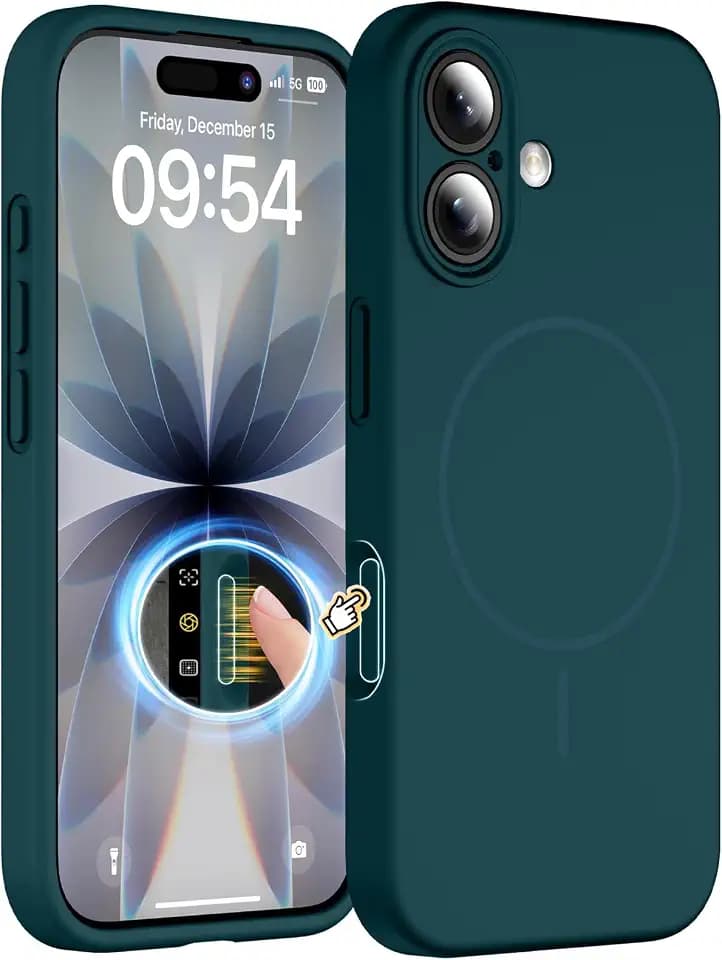 Magnetic for iPhone 17 Case, Thicken Silicone, Blackish Green