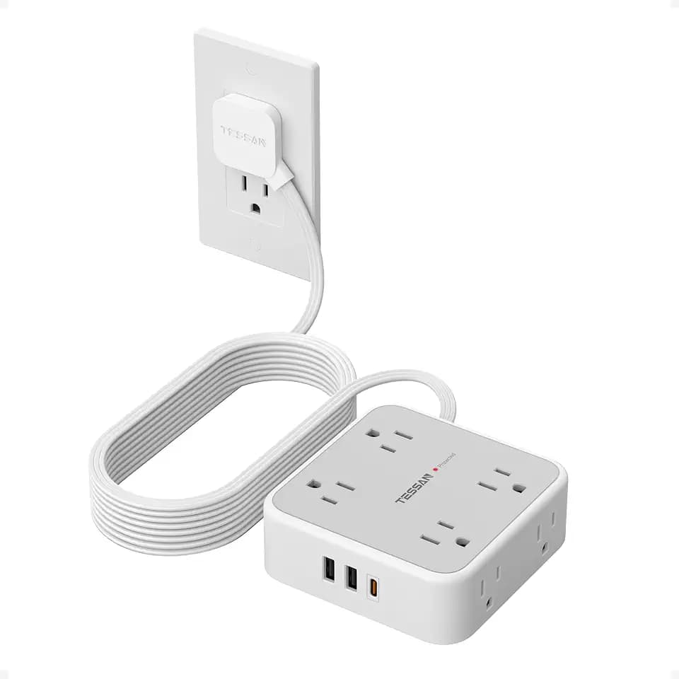 TESSAN Surge Protector Power Strip with 900J Surge Protection, 15 Ft, Grey