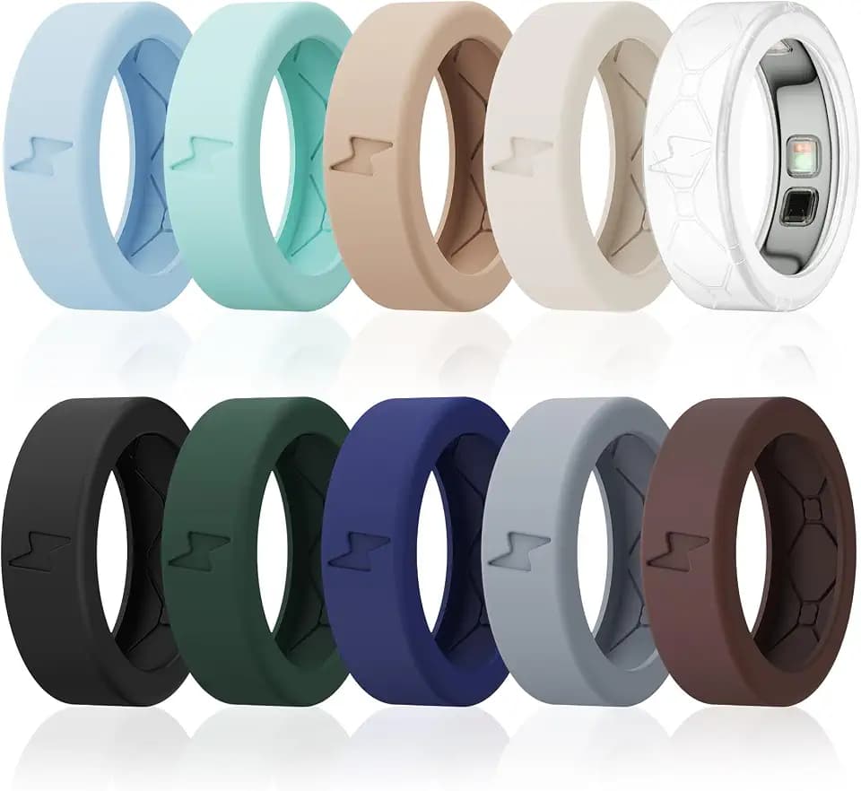10 Pack Cover Compatible with Oura Ring 5, Support Charging with Cover On, Ultra-Thin Anti-Scratch Elastic Silicone Ring Protector for Men Women Working Out & Daily Activities