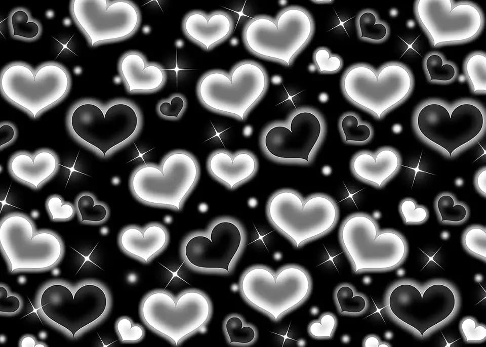 10x8ft Black Heart Backdrop 90s Backdrops for Photoshoot Valentines Decor Banner Birthday Props X-14