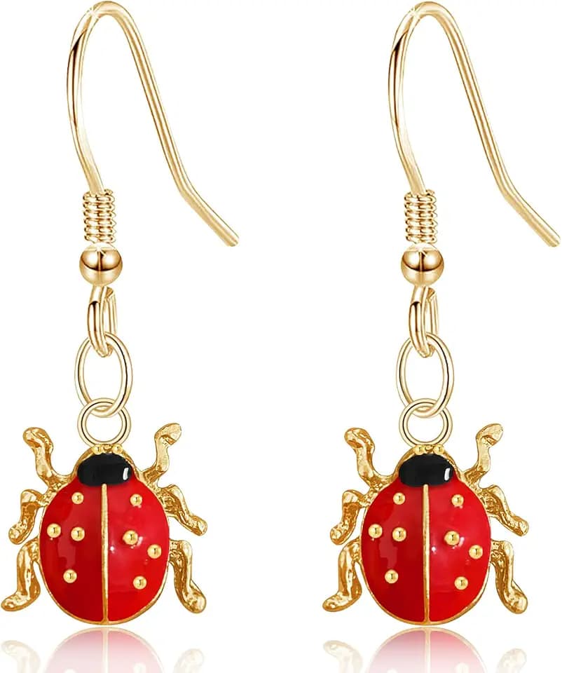 Simulation Tiny Lightweight Red Ladybug Hook Earrings Personalized Funny Dainty Summer Ladybug Dangle Drop Earrings For Women Jewelry Gift