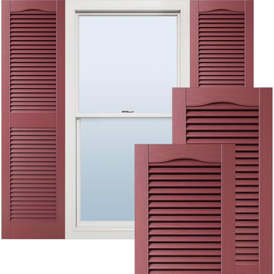 Ekena Millwork Lifetime Vinyl LL1S14X03900WN, Klapp-Fensterläden, Kathedralendesign, offene Lamellen, mit Montagezubehör, passende Schrauben (pro Paar), 36,8 x 99 cm (B x H), Lila (Wineberry)