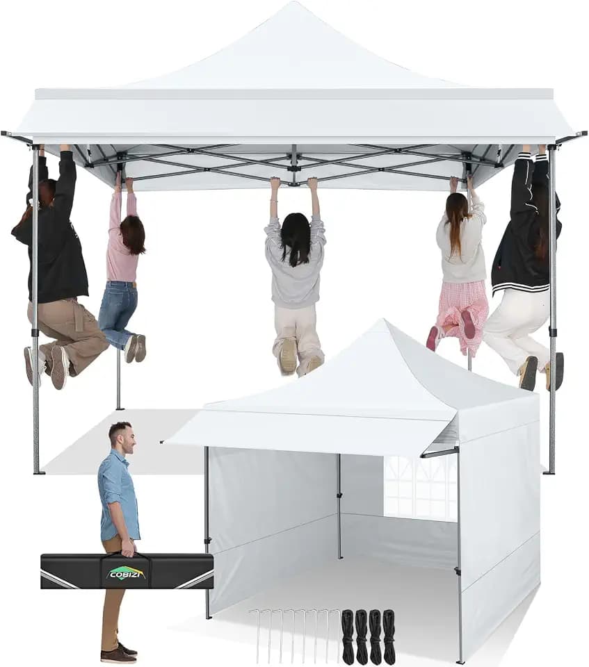 COBIZI Pavillon 3x3 Wasserdicht Stabil Winterfest mit Markisen,Weiss