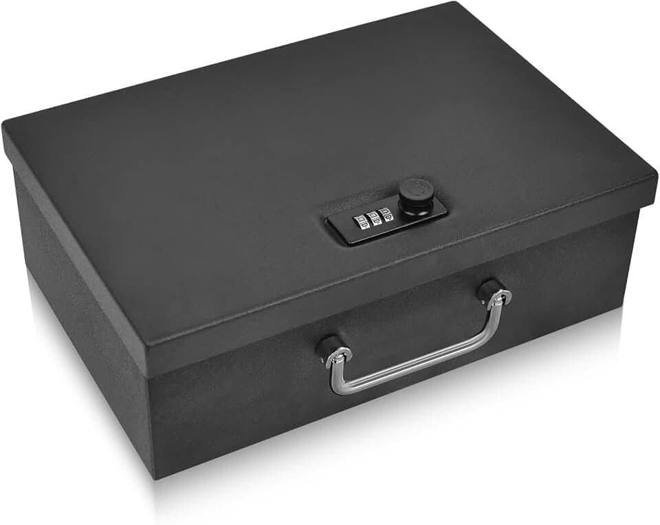 Portable Steel Fireproof Safe Security Lock Box with 3 Digit Combination
