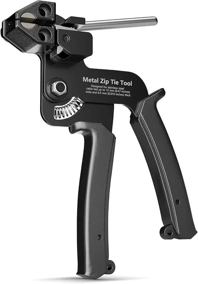 Metal Zip Tie Tool, Stainless Steel Cable Tie Gun, Black