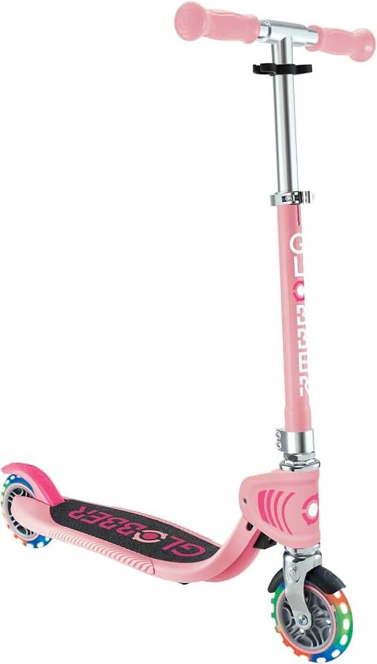 Globber Flow Foldable Junior Lights – Tretroller mit 2 Rädern faltbar – mit verstellbarem Lenker und leuchtenden Rädern – ab 3 Jahren – für Kinder