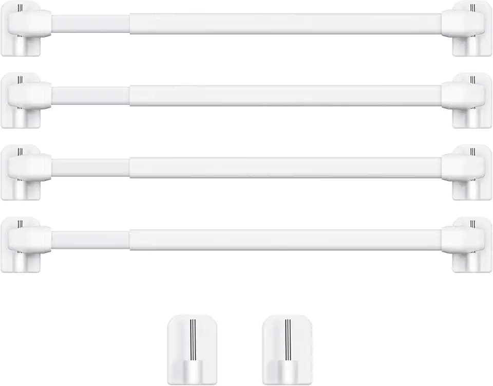 4 Pcs Extendable Curtain Rod Adjustable, 23.6 to 37.4 Inch, White