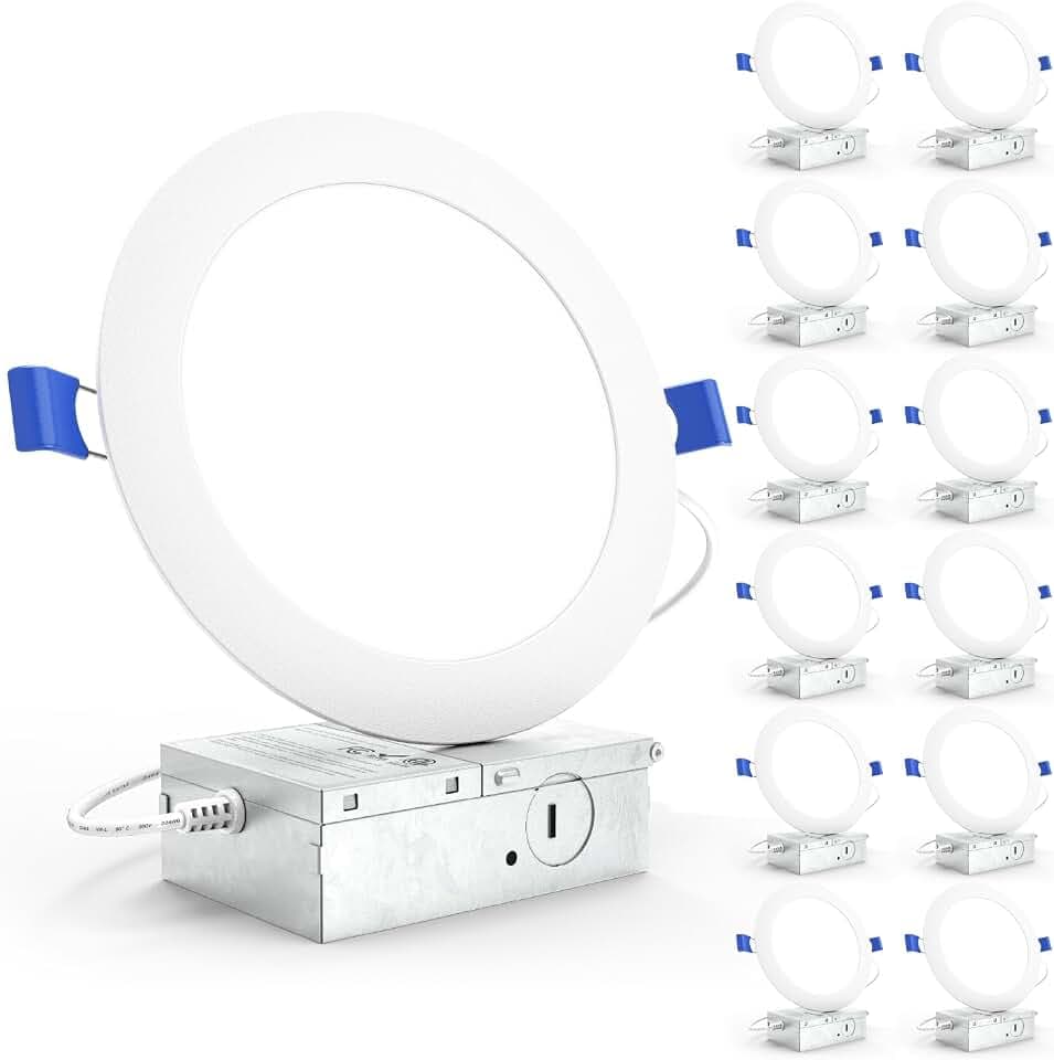 Sunco 12 Pack 6 Inch Canless LED Ultra-Slim Recessed Light, 14W-100W