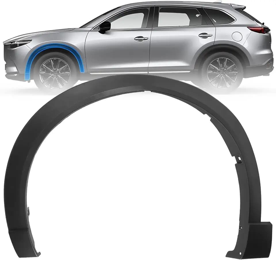 Left Front Side Fender Trim Molding Compatible with Mazda CX-9 2016-2023 Replace# TK4851W30D MA1290105 Front Driver Side Fender Flare Wheel Molding Trim