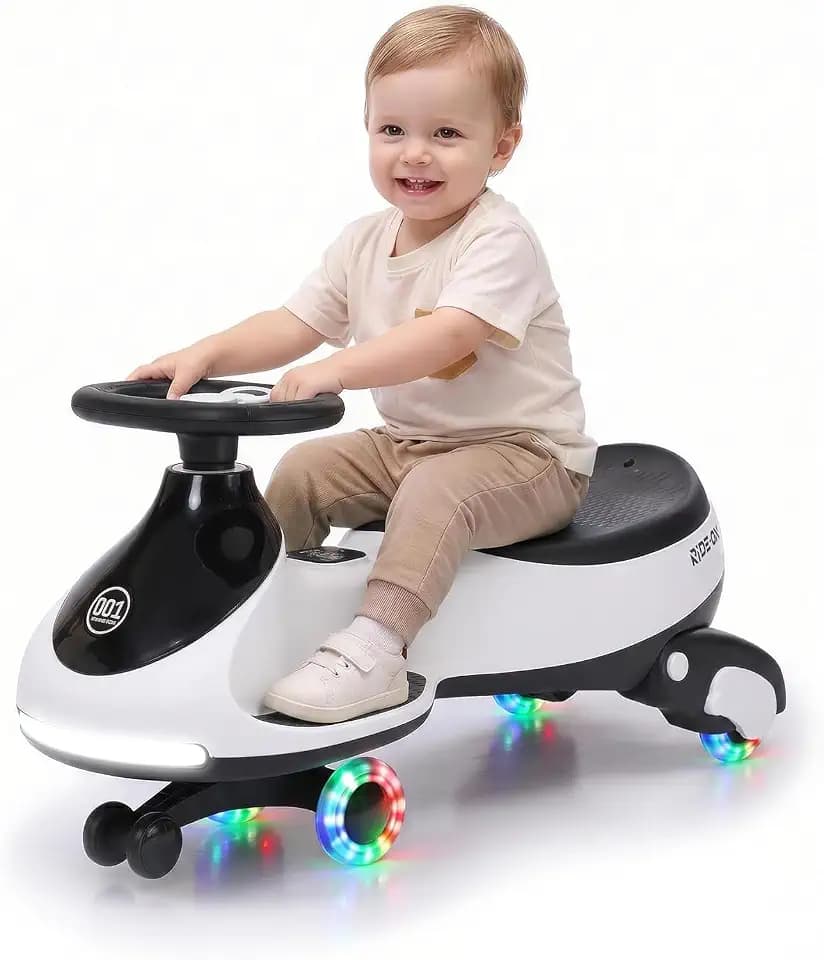 GarveeLife 12V Electric Wiggle Car with Pedal for Kids, White