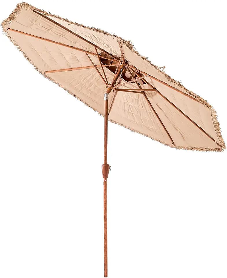 VEVOR Tiki Umbrella Thatched Patio Umbrella with Tilt, Hawaiian Style Beach Parasol with PP Thatch and 8 Metal Ribs, Grass Pool Umbrellas for Beach, Patio, Poolside, Backyard & Garden