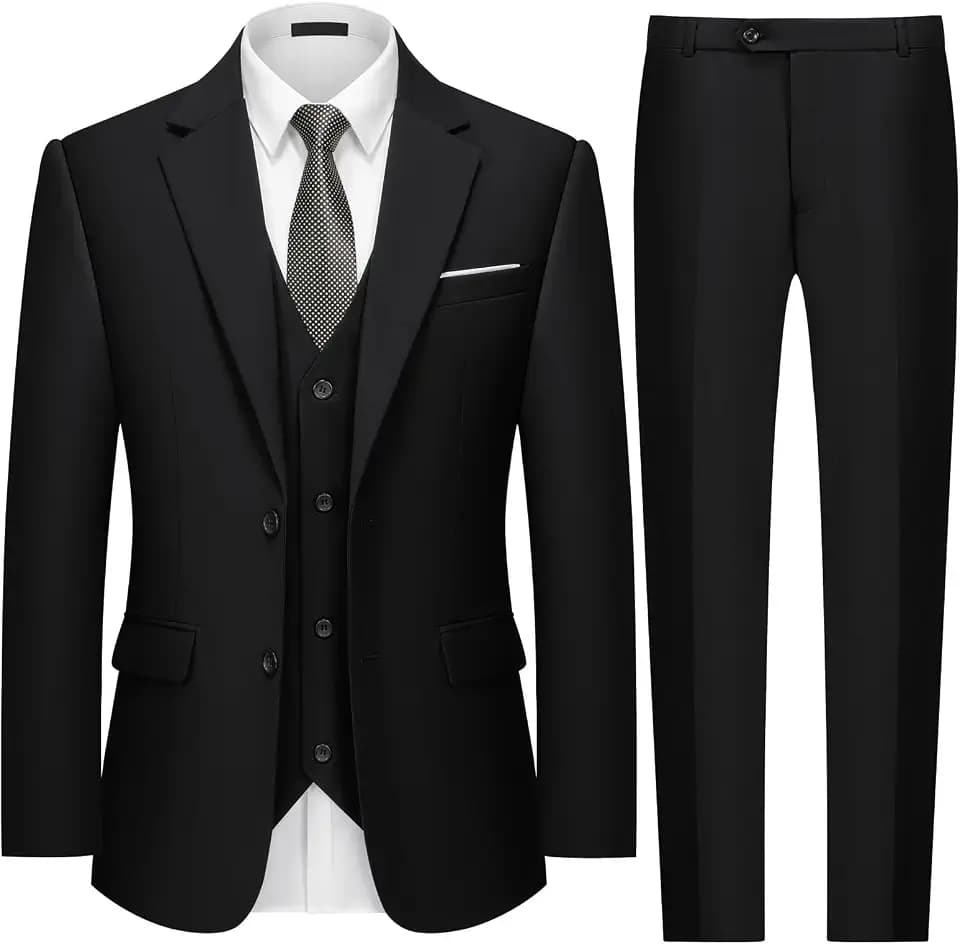 MAGE MALE Mens 2 Button 3-Piece Suits Slim Fit Tuxedo Set Wedding Business