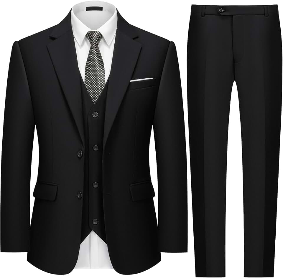 MAGE MALE Mens 2 Button 3-Piece Suits Slim Fit Tuxedo Set Wedding Business