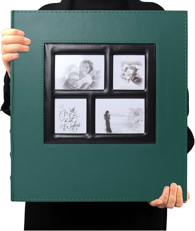 RECUTMS Photo Album 4x6 600 Photos Leather Family Picture Albums Dark Green