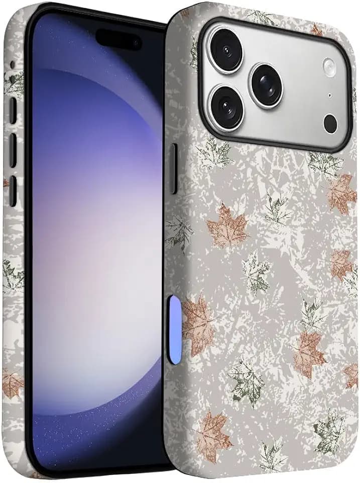 for iPhone 17 Pro Max/iPhone 18 Pro Max Case | Grey Camo Maple Leaves | Slim Drop Protection Design