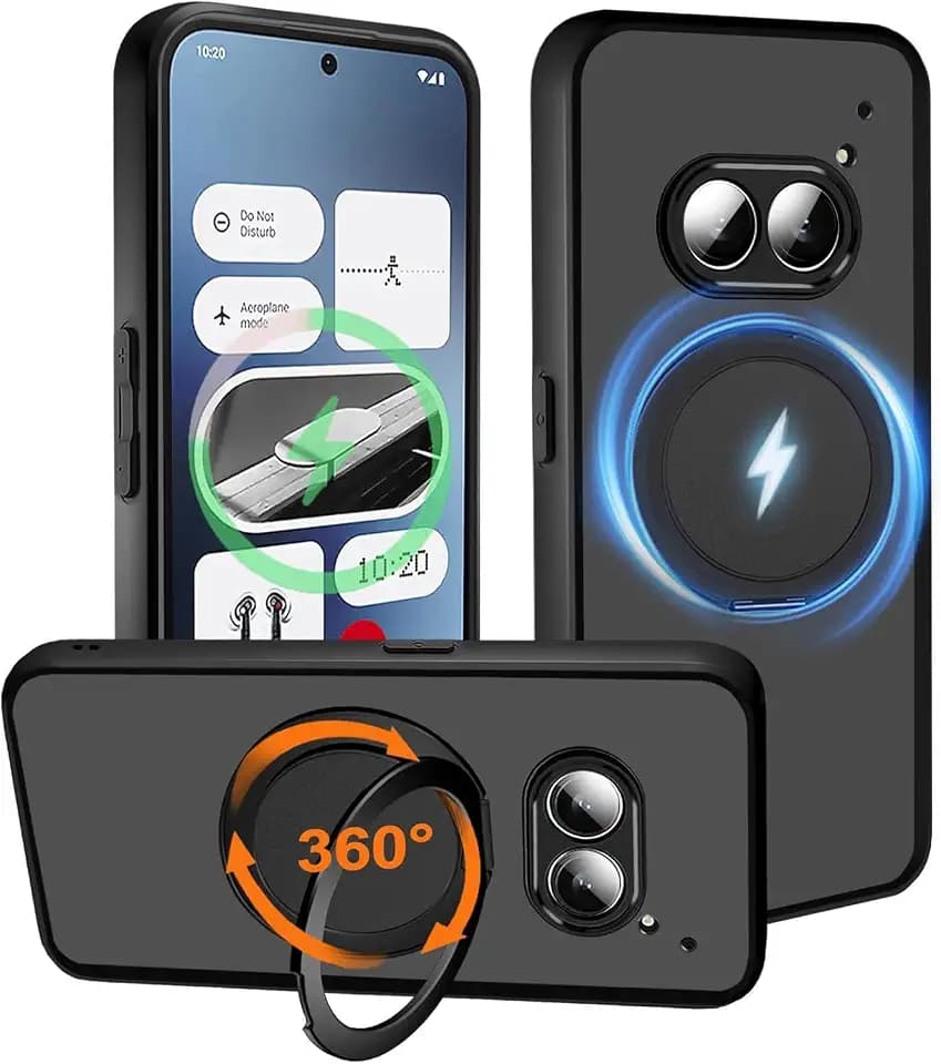 HikerClub Magnetic Nothing Phone (2) Case, Compatible with Mag Safe Wireless Charging, Wireless Charging and Attachment in Car, Durable Matte Back Panel Shockproof Mobile Phone Case, Schwarz