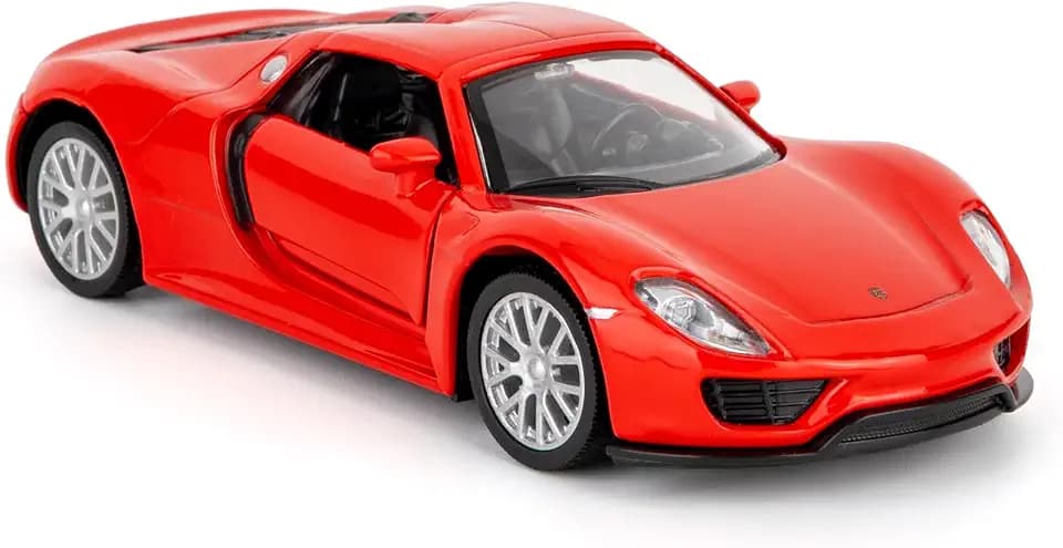 Porsche 918 Modellauto im Maßstab 1:36, Spielzeugauto aus Zinklegierung mit Rückzugmechanismus für Kinder und Erwachsene, Geschenk, rot