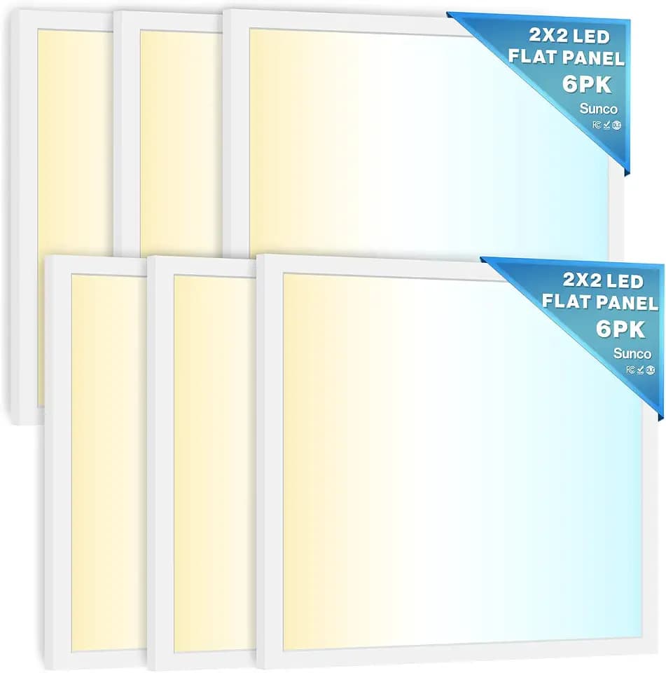Sunco 6 Pack 2x2 LED Flat Panel Lights, Dual Selectable, 30-40W, Dimmable