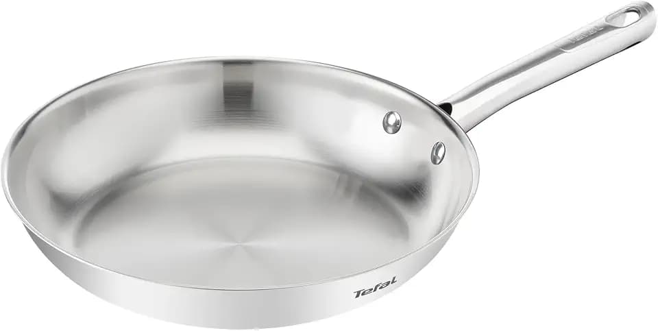 Tefal Duetto On Bratpfanne 20 cm, unversiegelt, dicker Wärmediffusionsboden, Komfort-Griff, langlebig, für alle Herdarten geeignet, Edelstahl, B8660234