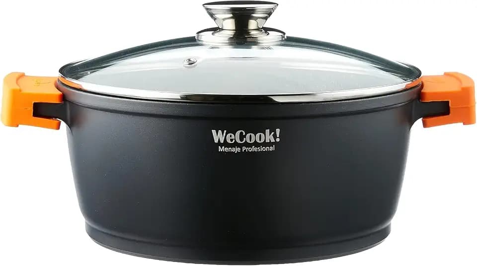 WECOOK! Kochtopf mit Deckel, 28 cm, Aluminiumguss, Antihaftbeschichtung, Induktion, für alle Herdarten geeignet, Schwarz