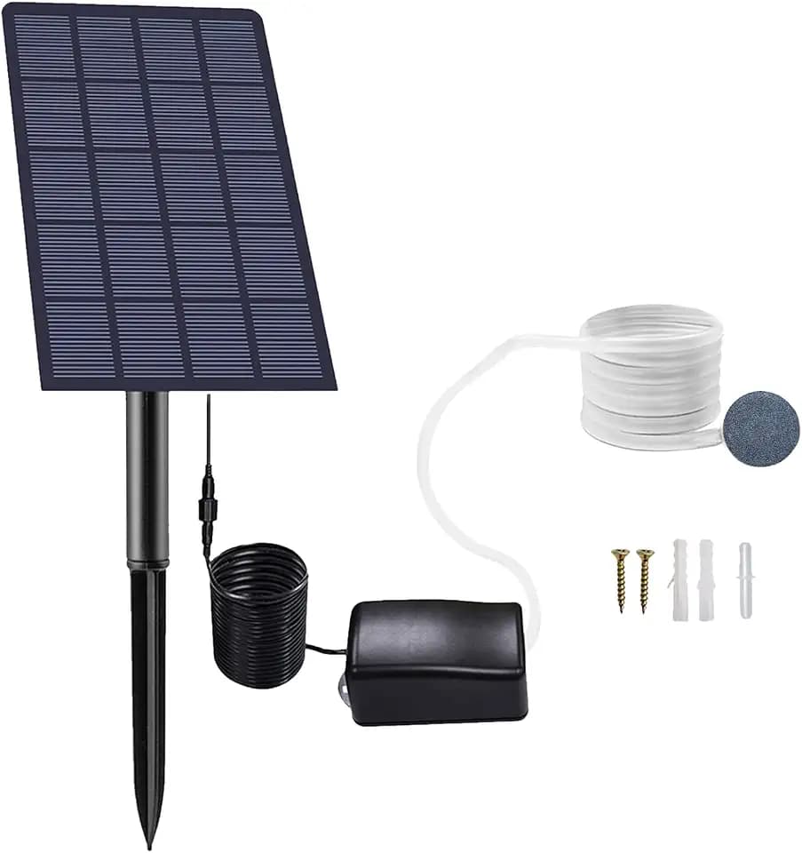 Irishom Solar Teichbelüfter Solarbetriebenes Luftpumpe Set, 2.5 W Solarpanel 48 l/h Luft, Gartenteich Belüftung Sauerstoffpumpe ​​für den Fischteich im Gartenfischbecken,Aquarium Luftpumpe