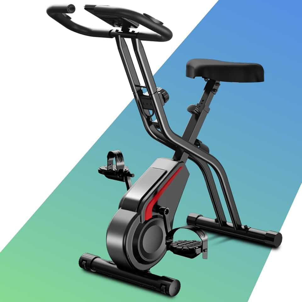 LONTEK Ergometer Hometrainer Fahrrad, 5-in-1 Heimtrainer Fahrrad Klappbar Indoor Bike, 16-Stufen Magnet-Widerstand, Cardio mit Pulsmessung & LED Display, Weicher Sitz