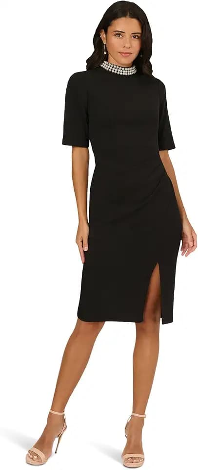 Adrianna Papell Embellished Crepe Short Dress