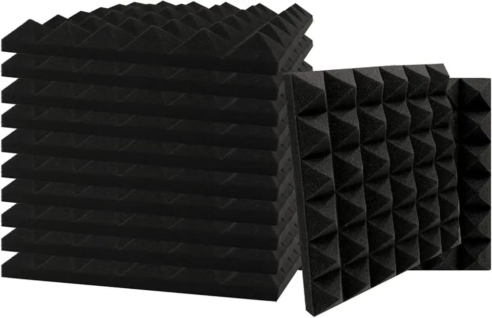 SK Studio 12 Stück Akustikschaumstoff Noppenschaumstoff Akustik Schaumstoff Schall Dämmung für Tonstudio Schallabsorbierende Dämpfungswand Schaumpyramide 30x30x2.5cm, Schwarz