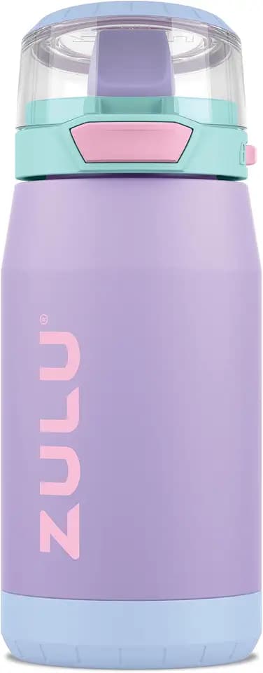 ZULU Kids Flex 12oz Stainless Steel Insulated Water Bottle, Toddler Cup with Silicone Spout, Leak-Proof Locking Flip Lid and Carry Loop for School Backpack, Lunchbox, and Outdoor Sports, Sugar Fairy