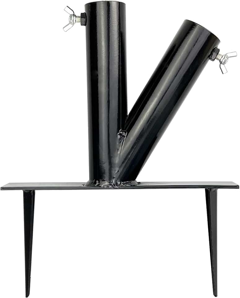 Hi Flame Outdoor Lawn Umbrella Stand Steel Parasol Holder with 2 Positions for Park, Patio, Beach, Black