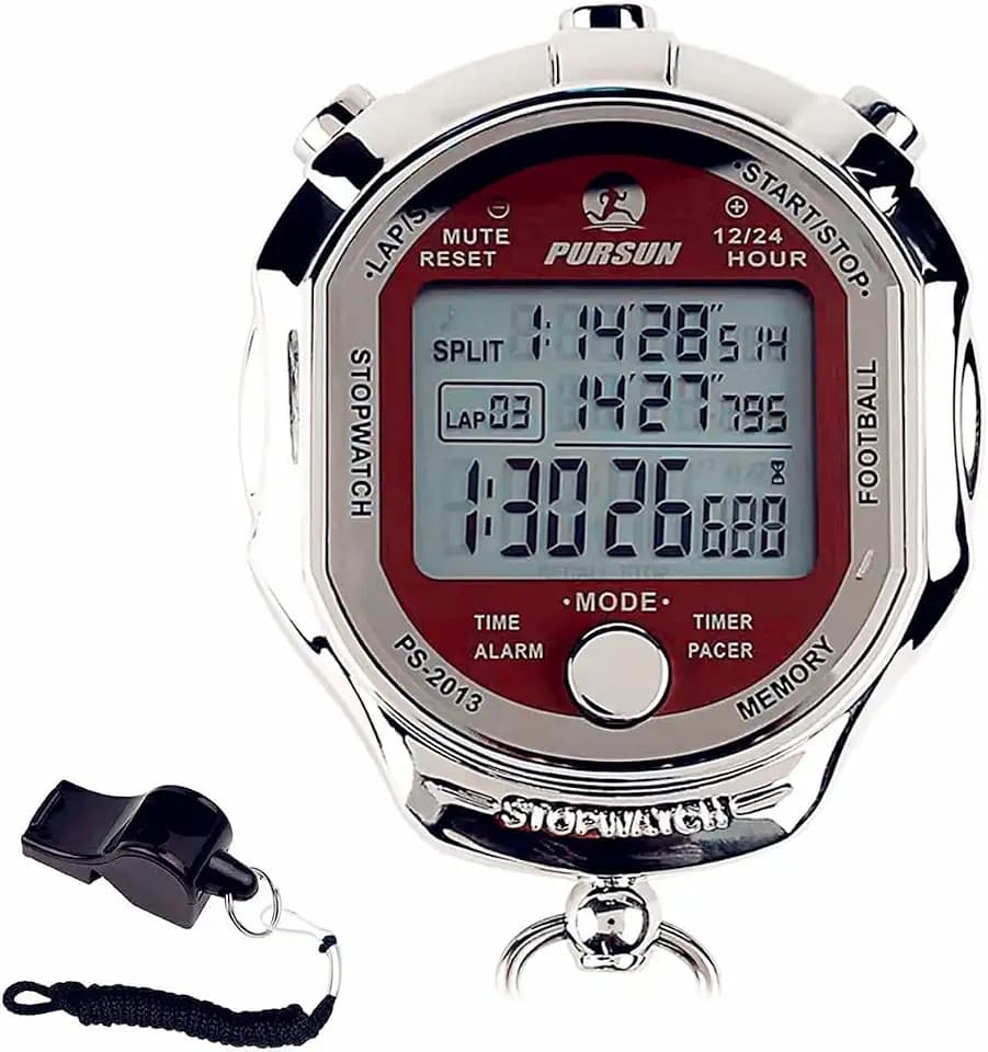 Stoppuhr-Timer, Digitale Stoppuhr mit 0,001-Sekunden-Zeitmessung, Metallspeicher für 100 Runden, Rolilink-Wecker mit großem Display für Trainer, Sportlauf-Marathon