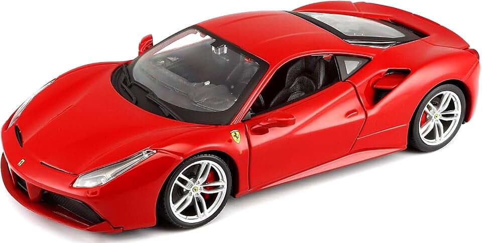 Bburago 15626013 - 1:24 Ferrari Race und Play 488 GTB Fahrzeug (Farblich sortiert), Rot