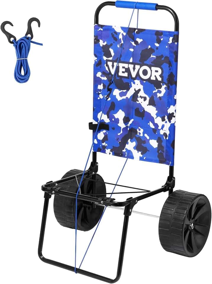 VEVOR Strandkarre Bollerwagen Sandwagen, Strandwagen 31 kg Tragkraft, Zusammenklappbarer Sandwagen aus Stahl, 380 x 386 mm Handwagen Robuster Wagen für den Strand Gerätewagen