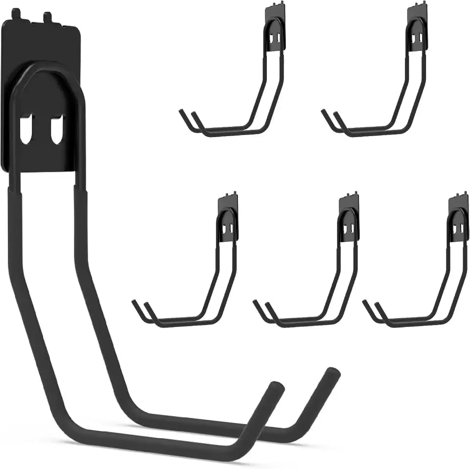 HUHOLE 6 Pack Large Double Arm Pegboard Hooks for 1/4 Inch Pegboard