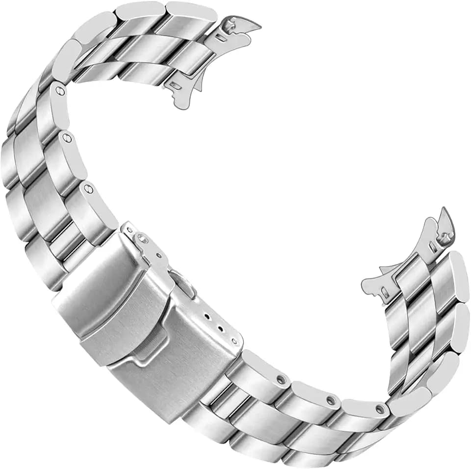 Juntan Stainless Steel Curved Solid End Tapered Watch Band, 18mm 20mm 21mm 22mm Watch Bands Metal Watch Strap Bracelet Replacement Deployment Double Buckle Silver Black Silver Gold