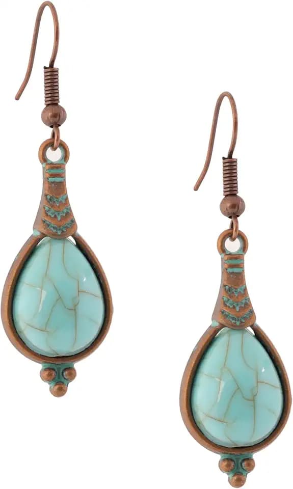MINACHI Boho Created Turquoise Teardrop Dangle Drop Earrings for Women