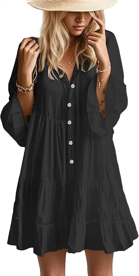 Opemiby Womens Summer Dresses 2026 Flowy Babydoll Boho Beach Mini Dress