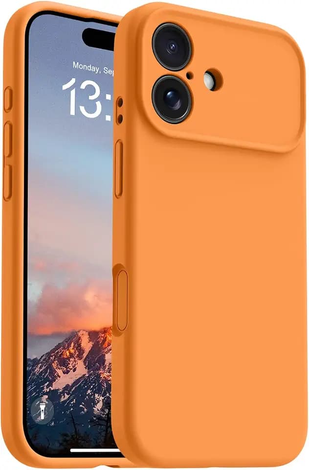 OTOFLY Schutzhülle für 17, kompatibel mit Magsafe Slim, Flüssigsilikon, weiche Gel-Gummi-Hülle, stoßfeste Schutzhülle mit kratzfestem Mikrofaserfutter (Orange, iPhone 17)